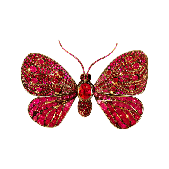 RED BUTTERFLY Brooch Red Butterfly with Rubies 750/000 Rose Gold Ruby Brooch Rose Gold Brooch Rose Brooch Gold Brooch Butterfly Brooch Butterfly Brooch
