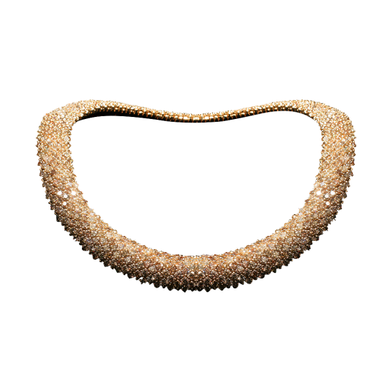 COBRA Collier Kobra Kobra-halskette naturbraunen Diamanten Diamanthalskette 750/000 Weißgold Weißgoldhalskette Schlangenhalskette optischer Schlangen-loop Schlangen-optik-Halskette