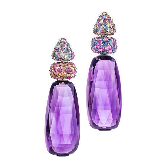 MISSONI Earring Missoni with amethysts and sapphires Ametyhst-earring sapphire-earring amethyst sapphire earring 750/000 white golds white-gold-earring golden-earring amethyst-sapphire-earring