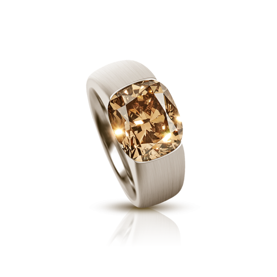 PURE EARTH COLOR Ring Diamantring 5,5 Karat Diamantenring mit antikoval naturbraunen Diamanten mattiertes Weißgold mattes-weißgold Diamantgoldring Weißgold-Matt Weißgoldring