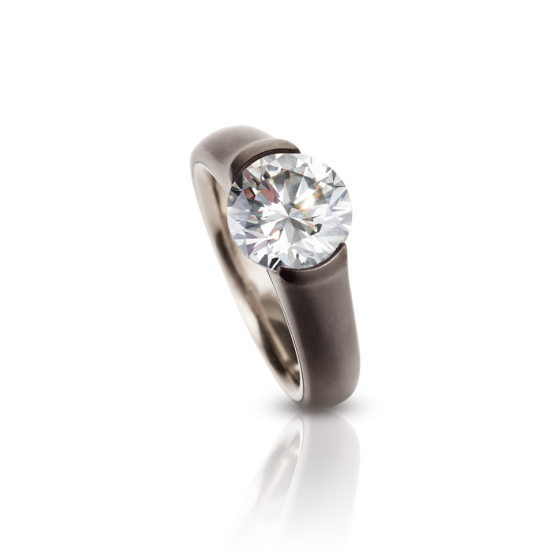 SOLITAIRE Ring Solitaire diamond-ring with gray diamond 3.38 carat silver bronze 750/000 white gold diamond-rings silver-ring silver bronze-rings white gold-ring gold rings Ring manufactory munich jeweler thomas jirgens goldsmith