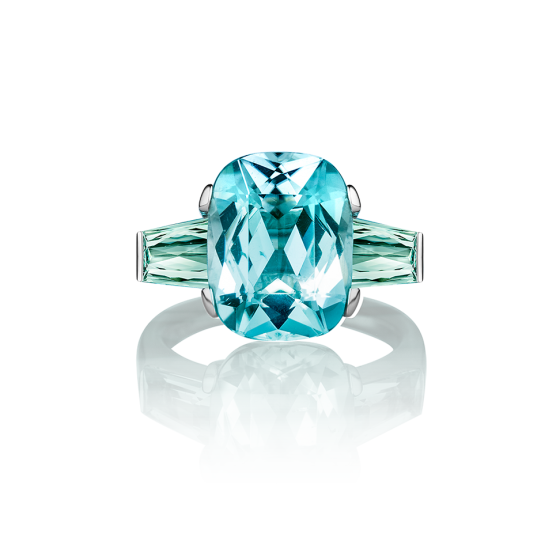 LAGOON Ring lagoon aquamarine 11 carat antique oval trapezoidal Afghanistan tourmalines 750/000 white gold crafted ageless beauty ring jewelry gold ring