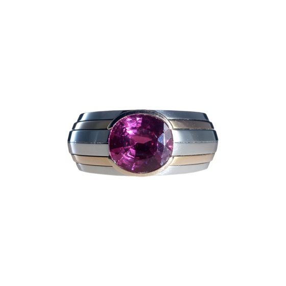 RATNAPURA Ring Rubinring Ratnapura purpur-farbenem Rubin 3,84 Karat Platin Platinring 750/000 Roségold Goldring Violett-rubinring Rosegoldring Ringe-München