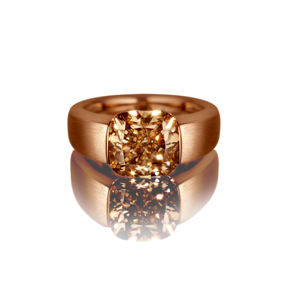 EARTH COLOR Diamant-Ring Erdfarbe naturbraun indischer Diamant 5,16 Karat 750/000 Roségold Rose-Gold Rosegoldring Diamantgoldring Herstellung von Ring-unikaten Juwelier