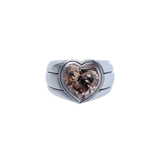 HEART Ring Herz herzförmig Diamant 6,65 Karat naturbraun Platin-Zargen Platinring Diamantring Diamant-Platin-Ring Eheringe Hochzeitsringe Verlobungsringe Ringe