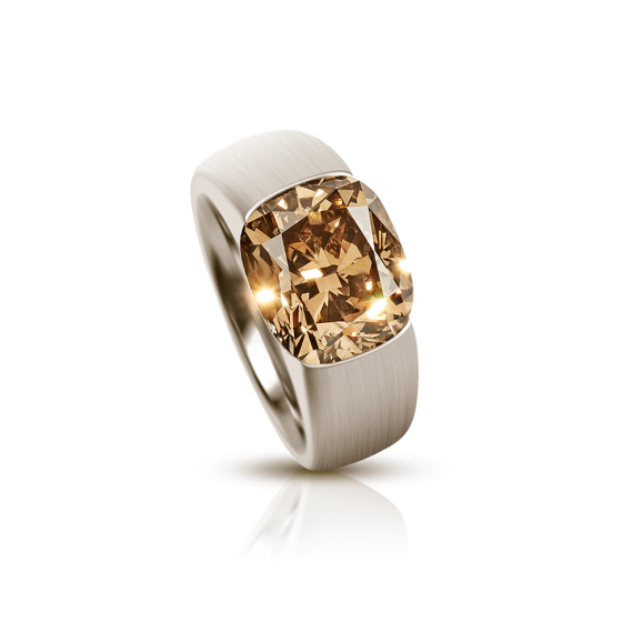 PURE EARTH COLOR Ring Verlobungsring Pure-Erdenfarbe mit naturbraunem Diamant 5,5 Karat in mattes 750/000 Weißgold Diamantring Diamantverlobungsring Weißgoldring Goldring Diamant-gold-verlobungsring