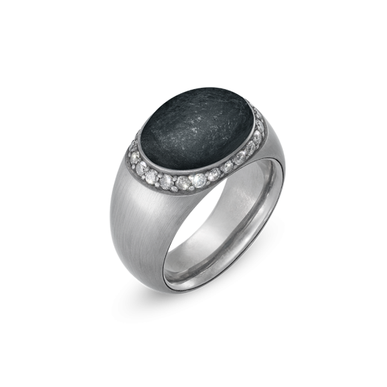 ELEMENTS Ring diamond-ring slide ring 10 carat with slate cabochon german-slate slate plate jewelry framed by 10 ct diamonds silver bronze slate diamond-jewelry diamond slate plate ring silver bronze rings