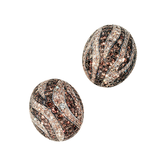 ZEBRA Earring clips zebra diamonds diamond earrings zebra pattern zebra-look 750/000 white gold white gold earrings zebra-look white gold custom-made diameter 3 cm diamonds