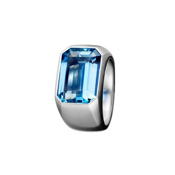 SANTA MARIA Ring Santa Maria Aquamarine 15 Carat Octagonal Cut Matted Platinum Iridium Precious Stones Ring Crafting Ring Manufacturing Unique Gold Ring Platinum Ring
