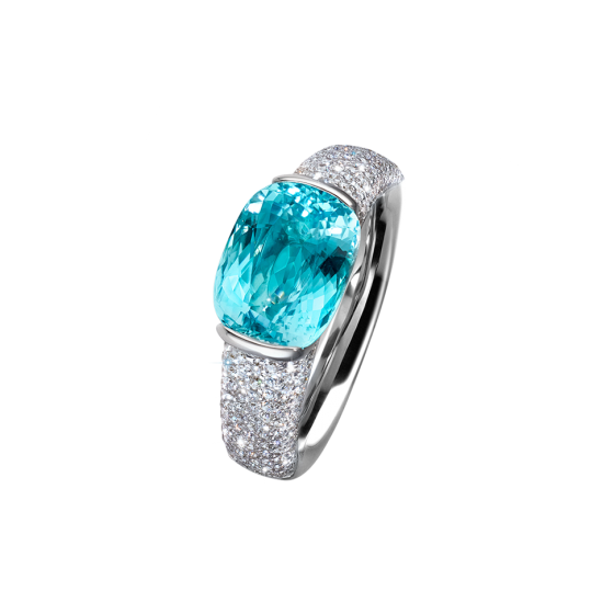 MERMAID Ring mermaid antique oval Paraiba tourmaline 3.66 carats from Mozambique white diamonds 750/000 white gold precious metal ring manufacture tourmaline gold ring