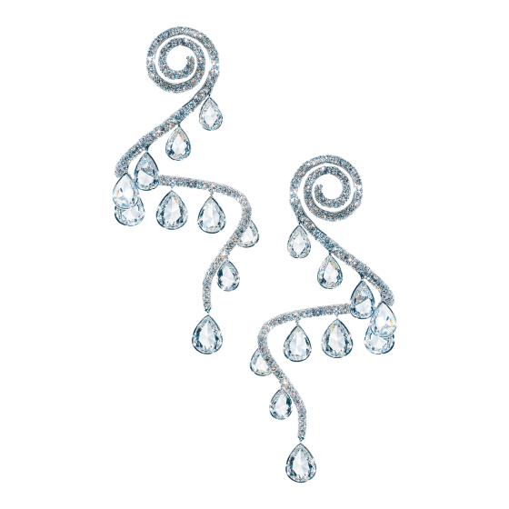 WATER OF LIFE Earrings water-of-life diamond set spirals diamonds diamond earrings saphi tube rings diamond drops 750/000 white gold white gold earring gold earrings custom made length 6 cm