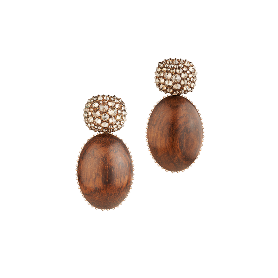 GRAPES Earrings grapes grape-earrings with macassar ebony macassar-earrings ebony-earring indian-diamond diamond-earrings macassarhold-diamond-earrings 750/000 rose gold rose gold-earrings