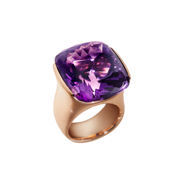 GOLDEN AMETHYST Ring golden amethyst antique oval faceted amethyst 28 carat matted 750/000 rose gold rose gold gemstone ring gold ring amethyst ring jewelry jewelry jewels