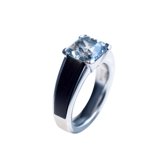 TIMELESS Ring Zeitlos Diamantring 4,02 Karat Cushioncut Diamant Platinring indischem Ebenholzring Diamant-Platin-Ringe zeitlose Diamant-Schätze Edelsteine
