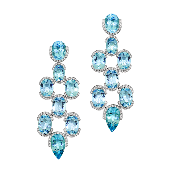 Aquarella Chandeliers earrings aquamarines aquamarine-earring diamonds diamond-earrings 750 white-gold gold-earrings aquamarine diamond-earring white gold earrings