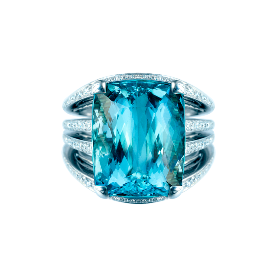 THE BIG BLUE Ring das große Blau Paraiba-Turmalin 18 Karat weißen Diamanten 750/000 Weißgold Verkauf exklusiver Schmuckstücke Goldringe Platin-ringe Silber und Goldschmuck