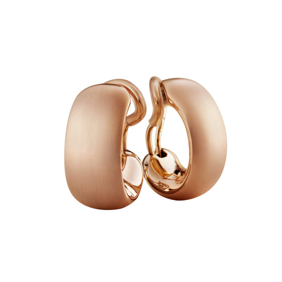 SYMPHONY Creole earrings silk 750/000 rose gold rose gold matt symphony collection custom made Long 3.5 cm Creole gold earring Creole gold earrings Creole rose gold earrings