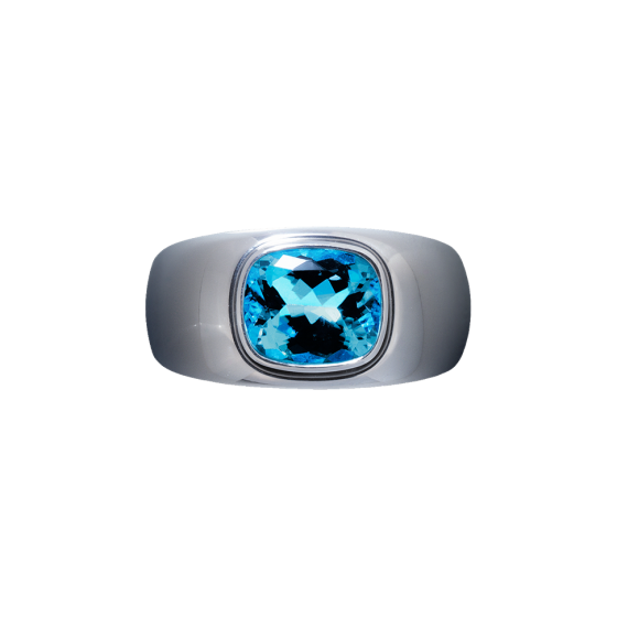 AZUR Ring Azur antikoval facettiertem Paraiba-Turmalin 2,6 Karat Platin Iridium gefasst Massiv-ring Ringmanufaktur Juwelenschmiede München